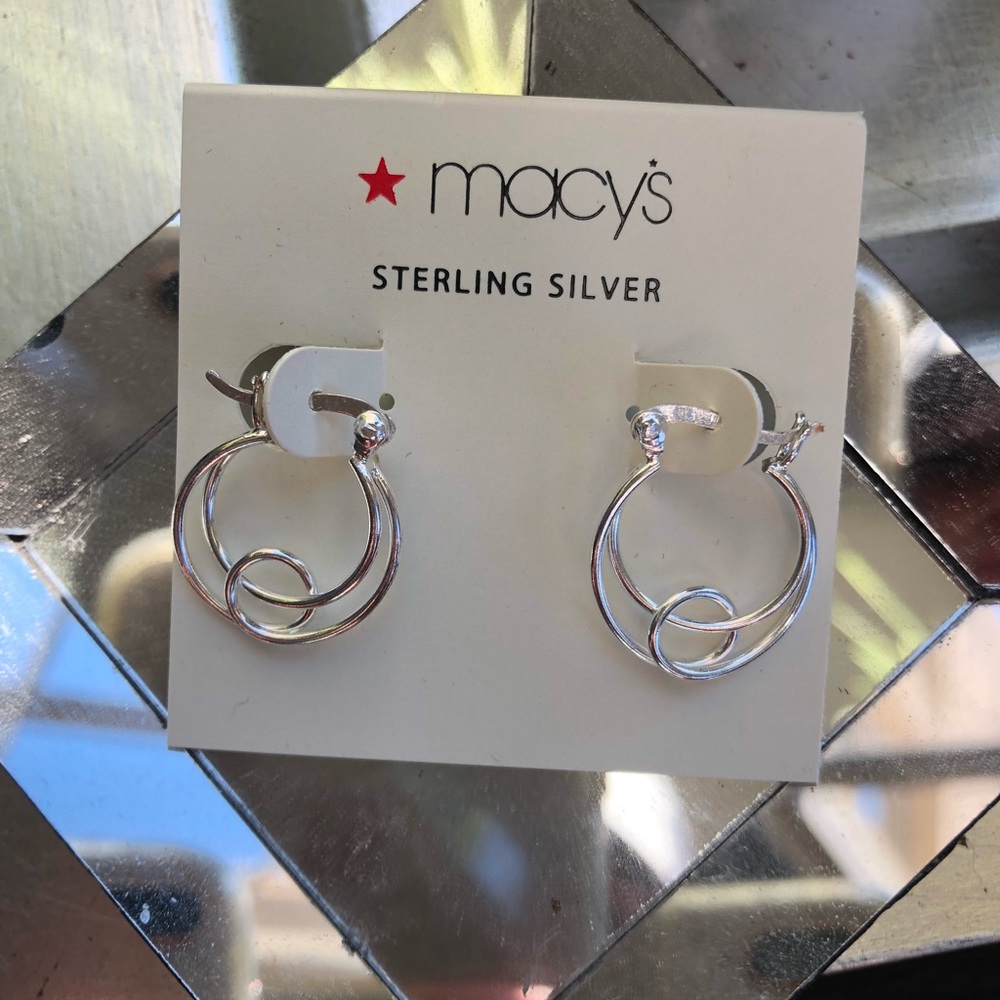 Macy’s Sterling Silver Small Bangle Earrings
